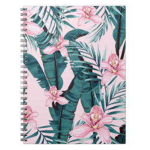 Caderno Espiral Quadro trópico de verão pintando um padrão unif