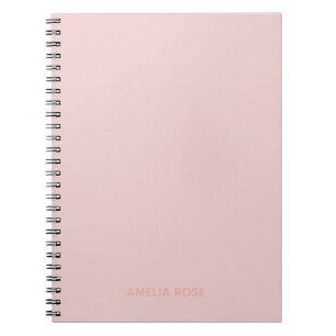 Caderno Espiral Quartzo Rosa Personalizado Simples sobre Rosa