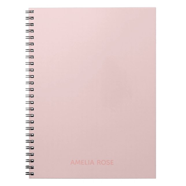 Caderno Espiral Quartzo Rosa Personalizado Simples sobre Rosa (Frente)