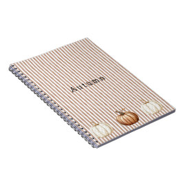 Caderno Espiral Queda Branca Laranja Pumpkins Stripes Marrons