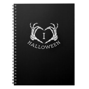 Caderno Espiral Queda do Coração do Esqueleto das Halloween