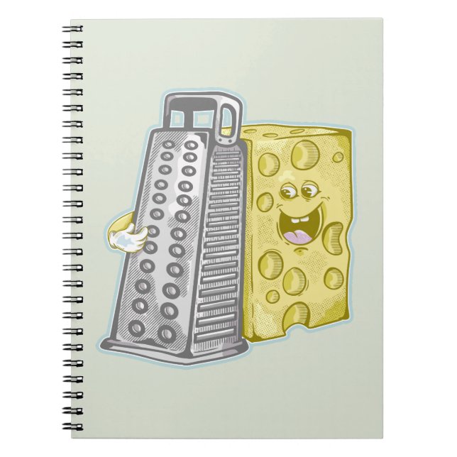 Caderno Espiral Queijo de ralagem com comida gratosa (Frente)