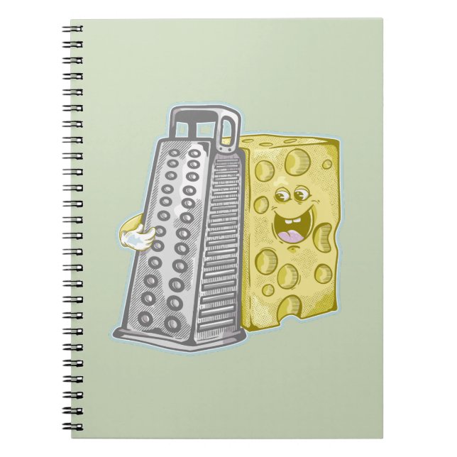 Caderno Espiral Queijo de ralagem com comida gratosa (Frente)