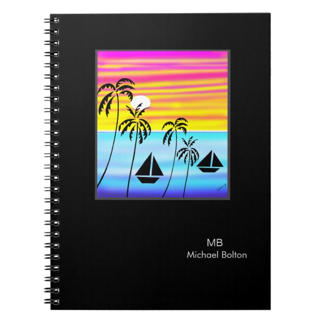 Caderno Espiral Quênia costeira, Velejamento Tropical Sunset (Frente)
