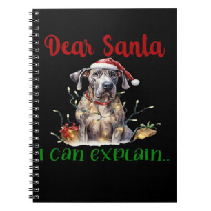 Caderno Espiral Querido Papai Noel Posso Explicar Great Dane T-Shi