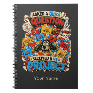 Caderno Espiral Questione Tudo Camiseta de Escritório Engraçada Pe