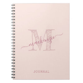 Caderno Espiral Quic Russo Monograma Rosa Personalizado