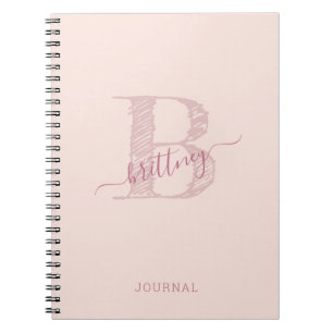 Caderno Espiral Quic Russo Monograma Rosa Personalizado