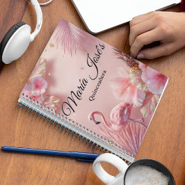 Caderno Espiral Quinceañera Flamingo Tropical, personalizado