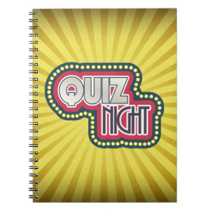 Caderno Espiral Quiz Night Trivia Party Yellow Sunburst