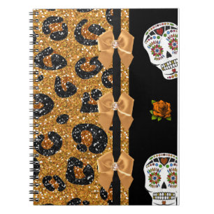 Caderno Espiral RAB Peles de Açúcar Impresso do Leopardo Dourado