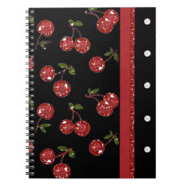 Caderno Espiral RAB Rockabilly Cerejas Muito Vermelhas Pretas
