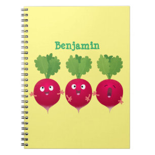 Caderno Espiral Rabanetes lindos cantando legumes trio
