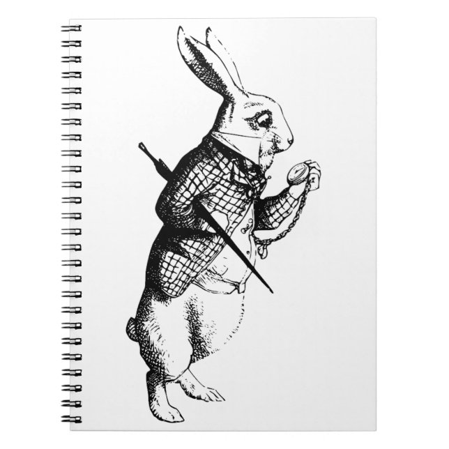 Caderno Espiral Rabbit Branco, Alice no País das Maravilhas (Frente)