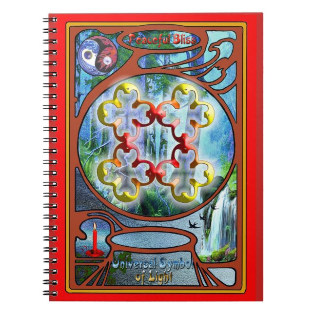 Caderno Espiral Rabiscar no símbolo da Felicidade Pacífica (Frente)