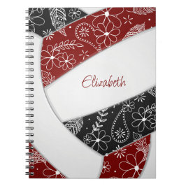Caderno Espiral rabugento padrão floral marrom preto de vôlei