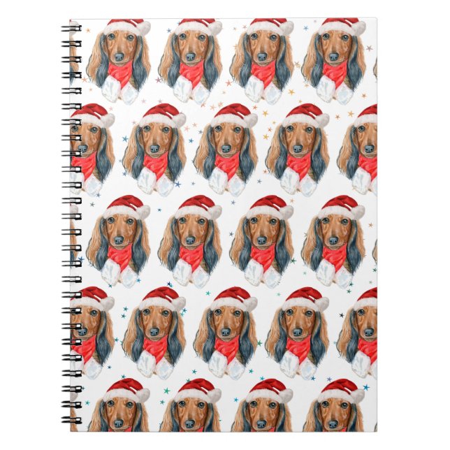 Caderno Espiral Raça de Cachorro Dachshund Natal (Frente)