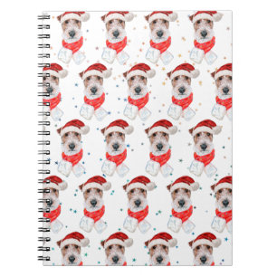 Caderno Espiral Raça de Cão Wire Fox Terrier Estrelas de Natal