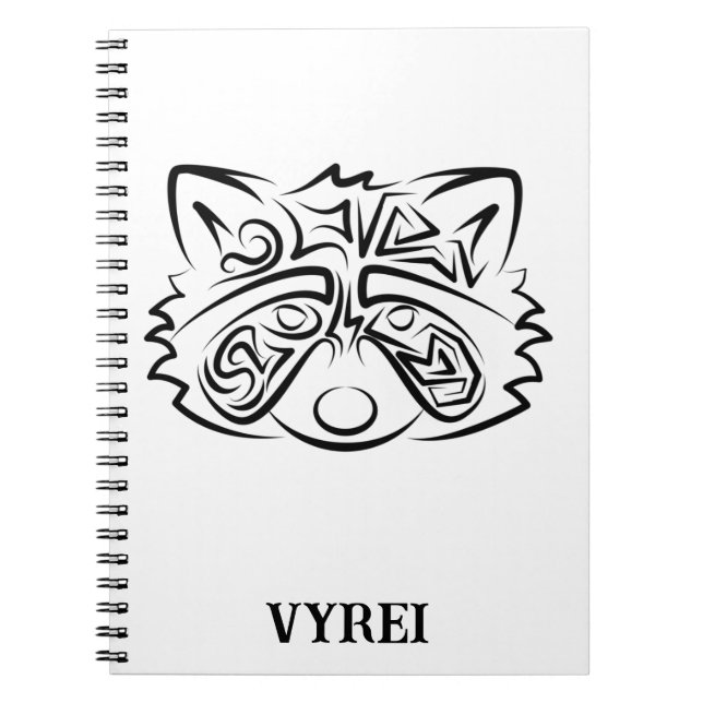 Caderno Espiral Racconon Tribal Negro e Branco (Frente)