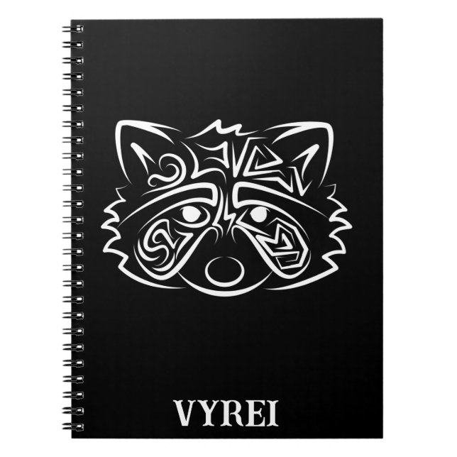 Caderno Espiral Racconon Tribal Negro e Branco (Frente)