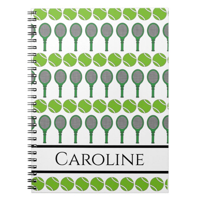 Caderno Espiral Rackers de Tênis verde e catapultas esportes com v (Frente)