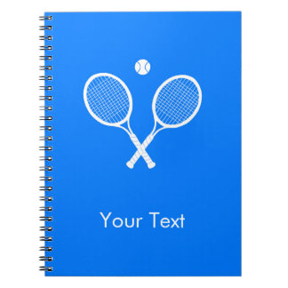 Caderno Espiral Rackets brancos de Tênis no azul personalizado