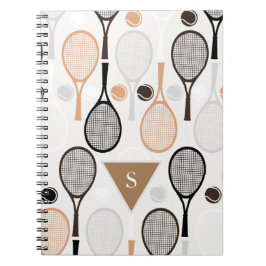 Caderno Espiral Rackets de Ténis Brancos Personalizados com o Nome