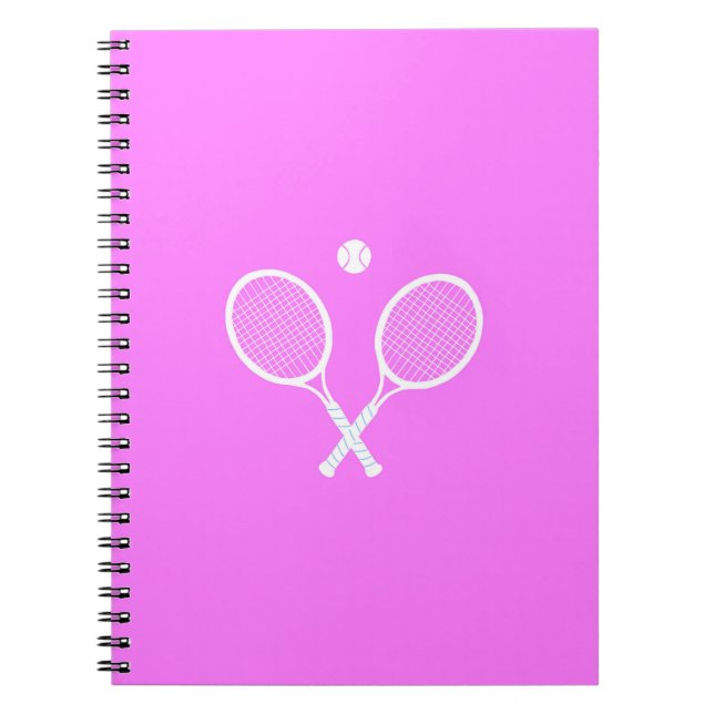 Caderno Espiral Rackets de tênis e Festa de Bola Rosa (Frente)