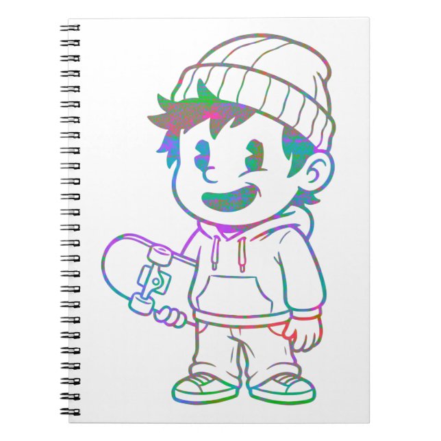 Caderno Espiral Rad Orange: Skater Boy Retro (Frente)