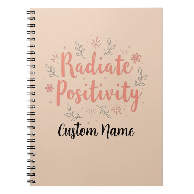 Caderno Espiral Radiação Positividade Floral Personalização de Rad (Frente)