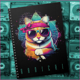 Caderno Espiral Radical Retroativo com Bandana e óculos de sol