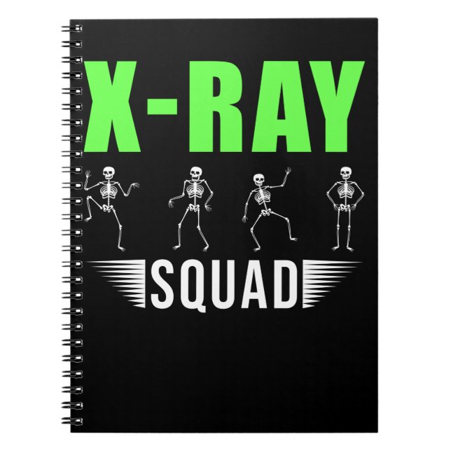 Caderno Espiral Radiologia Xray Skeletons Funny Radiologista Squad (Frente)