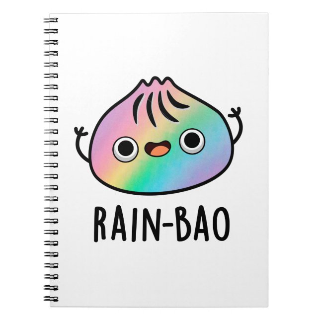 Caderno Espiral Rain-bao Divertido Dimsum Bao Pun Arco-íris  (Frente)