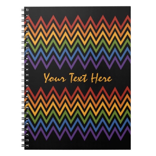 Caderno Espiral Rainbow Chevron Notebook personalizado padrão (Frente)