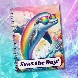 Caderno Espiral Rainbow Dolphin Seas the Day Girls Back to School