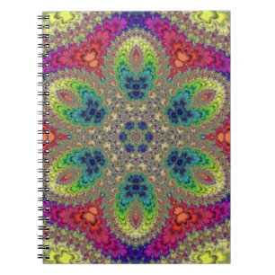 Caderno Espiral Rainbow Fractal Mandala