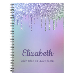 Caderno Espiral Rainbow Glitter Personalizado