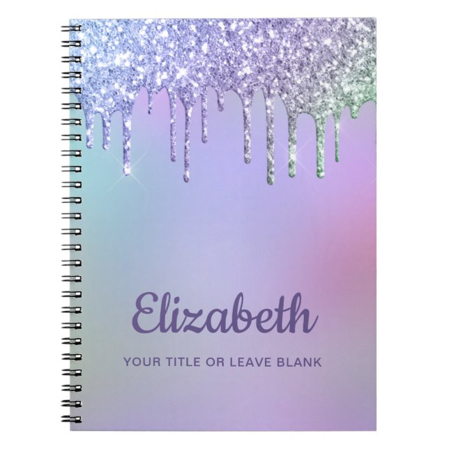 Caderno Espiral Rainbow Glitter Personalizado (Frente)
