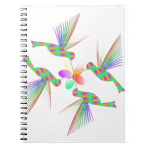 Caderno Espiral Rainbow Hummingbird Beijando Uma Flor
