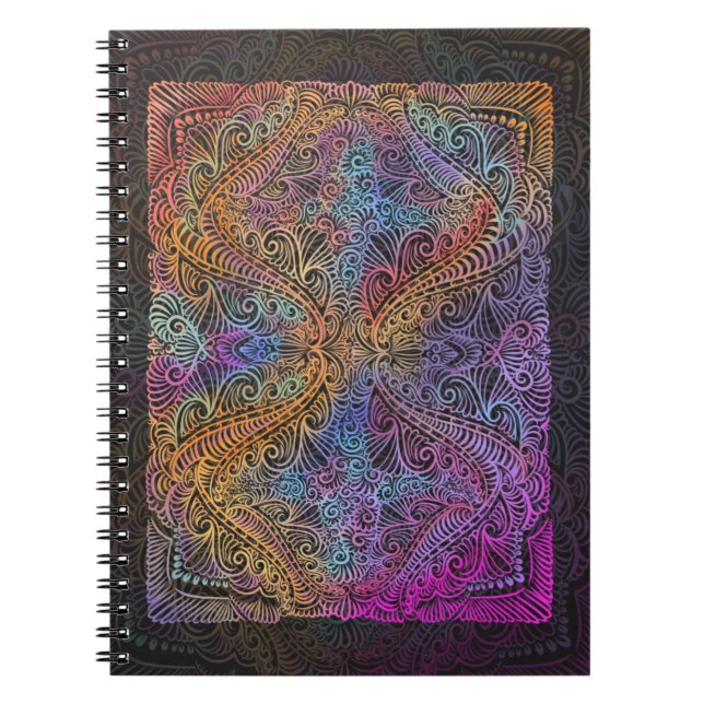 Caderno Espiral Rainbow Kaleidoscope Mandala (Frente)