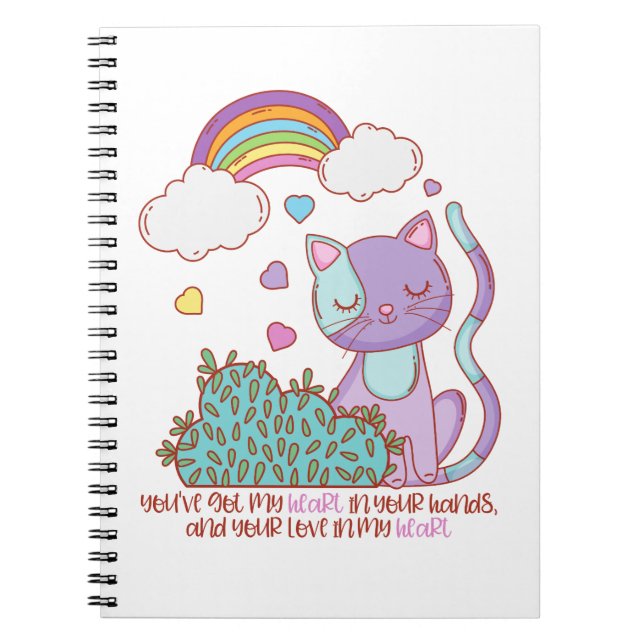 Caderno Espiral Rainbow Kitten Notebook + Quote (Frente)