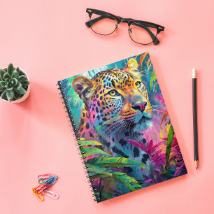Caderno Espiral Rainbow Leopard Colorful Modern Abstrato Art