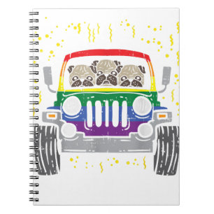 Caderno Espiral Rainbow Monster Truck Pug Dog Anima Orgulho gay LG