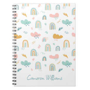 Caderno Espiral Rainbow & Rain Cloud Patterno