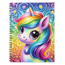 Caderno Espiral Rainbow unicorn cute fun notebook