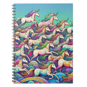 Caderno Espiral Rainbow Unicorn Fantasy Art Notebook