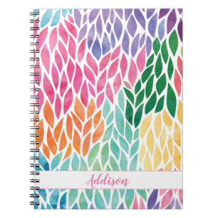 Caderno Espiral Rainbow Watercolor Deixa Padrão Feminina Bonito