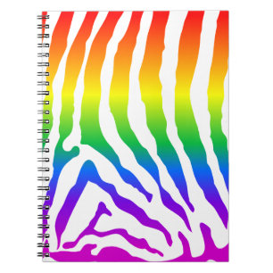 Caderno Espiral Rainbow Zebra Pattern