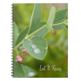 Caderno Espiral Raindrops on Green Leaves Photo Spiral Notebook