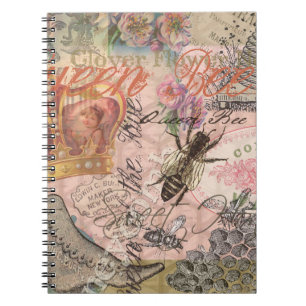 Caderno Espiral Rainha Bee Vintage - Linda Colagem